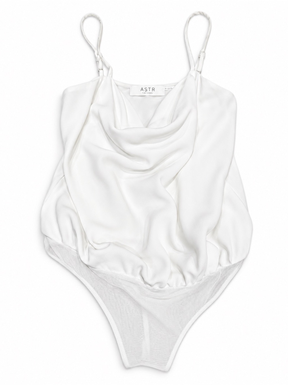 ASTR The Label White Draped Bodysuit- Size XS